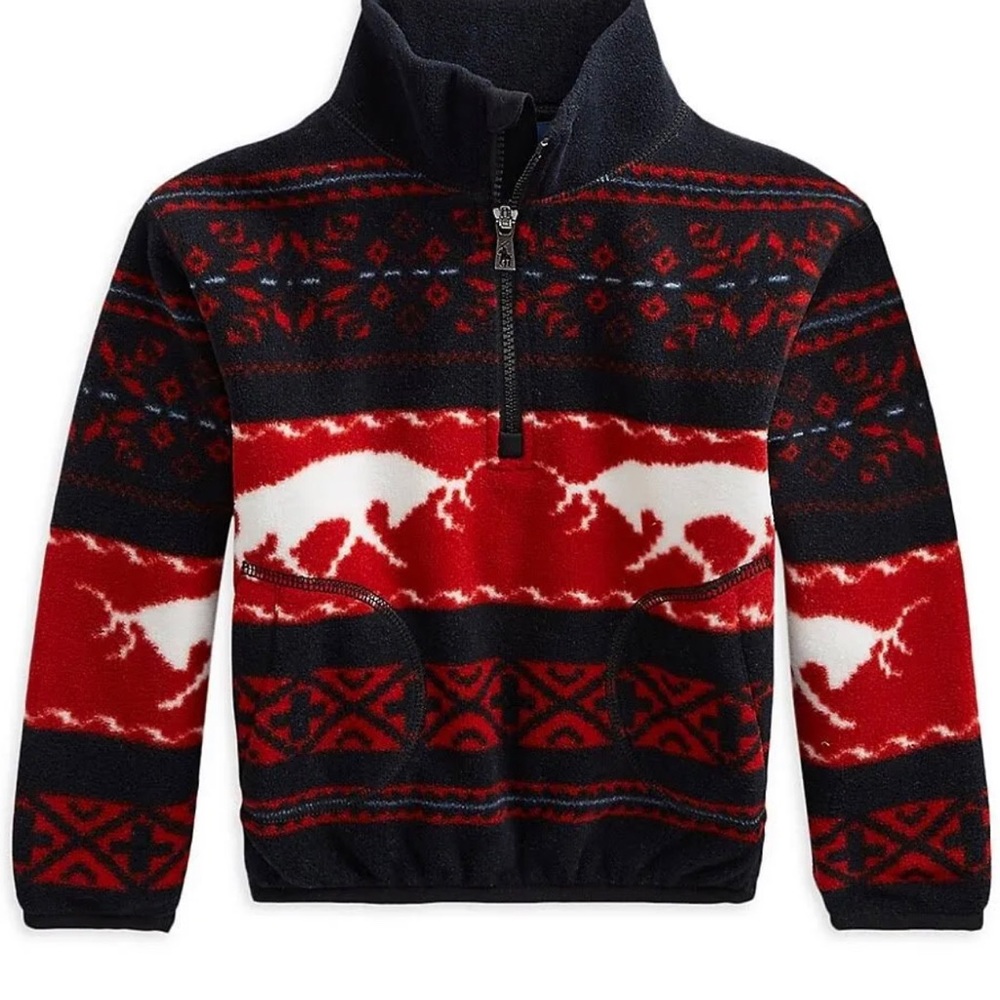 Polo Ralph Lauren Girls Fair Isle Fleece 1/4 Zip Sweater - Picture 1 of 10